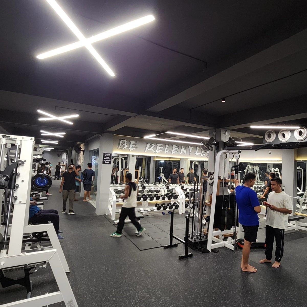 Wide view of the training floor and mirrors
